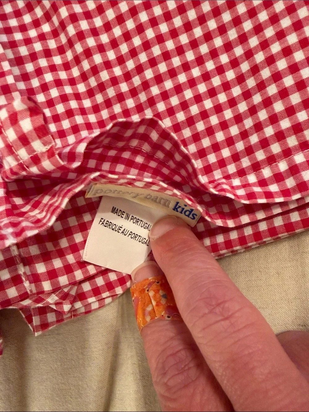 Pottery Barn Kids Twin Red Gingham Check Sheet Set 2 Pc Discontinued